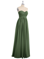 Strapless Empire Bridesmaid Gown with Sweetheart Olive Green