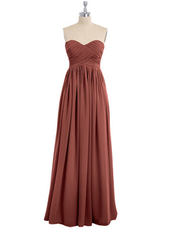 Strapless Empire Bridesmaid Gown with Sweetheart Terracotta