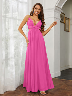 Spaghetti Strap Ruffled Chiffon Cutout Maxi Sexy Dress Azalea