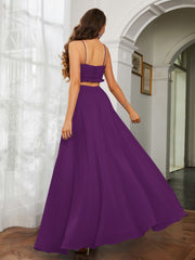 Spaghetti Strap Ruffled Chiffon Cutout Maxi Sexy Dress Grape