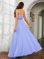 Spaghetti Strap Ruffled Chiffon Cutout Maxi Sexy Dress Lavender