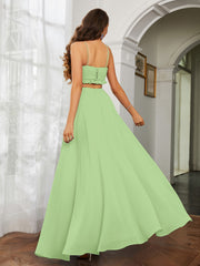 Spaghetti Strap Ruffled Chiffon Cutout Maxi Sexy Dress Sage
