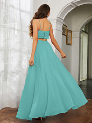 Spaghetti Strap Ruffled Chiffon Cutout Maxi Sexy Dress Spa