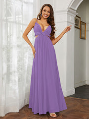 Spaghetti Strap Ruffled Chiffon Cutout Maxi Sexy Dress Tahiti