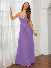 Spaghetti Strap Ruffled Chiffon Cutout Maxi Sexy Dress Tahiti