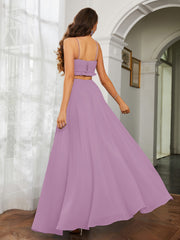 Spaghetti Strap Ruffled Chiffon Cutout Maxi Sexy Dress Wisteria