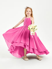 Chiffon Junior Bridesmaid Dresses Asymmetrical Cascading Skirt Azalea
