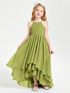 Chiffon Junior Bridesmaid Dresses Asymmetrical Cascading Skirt Clover