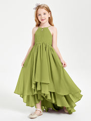 Chiffon Junior Bridesmaid Dresses Asymmetrical Cascading Skirt Clover