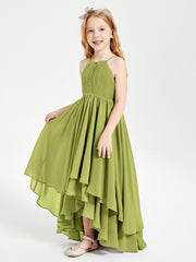 Chiffon Junior Bridesmaid Dresses Asymmetrical Cascading Skirt Clover