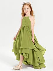Chiffon Junior Bridesmaid Dresses Asymmetrical Cascading Skirt Clover