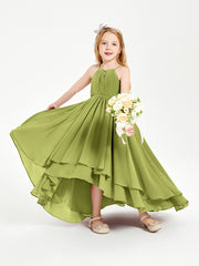 Chiffon Junior Bridesmaid Dresses Asymmetrical Cascading Skirt Clover