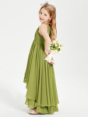 Chiffon Junior Bridesmaid Dresses Asymmetrical Cascading Skirt Clover
