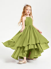 Chiffon Junior Bridesmaid Dresses Asymmetrical Cascading Skirt Clover