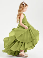 Chiffon Junior Bridesmaid Dresses Asymmetrical Cascading Skirt Clover