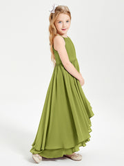 Chiffon Junior Bridesmaid Dresses Asymmetrical Cascading Skirt Clover