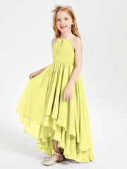 Chiffon Junior Bridesmaid Dresses Asymmetrical Cascading Skirt Daffodil