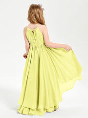 Chiffon Junior Bridesmaid Dresses Asymmetrical Cascading Skirt Daffodil