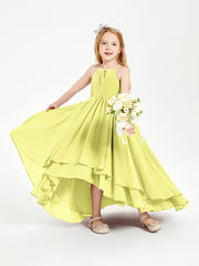 Chiffon Junior Bridesmaid Dresses Asymmetrical Cascading Skirt Daffodil