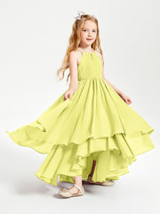 Chiffon Junior Bridesmaid Dresses Asymmetrical Cascading Skirt Daffodil