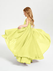 Chiffon Junior Bridesmaid Dresses Asymmetrical Cascading Skirt Daffodil