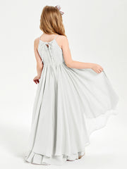 Chiffon Junior Bridesmaid Dresses Asymmetrical Cascading Skirt Ivory