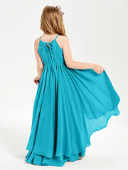 Chiffon Junior Bridesmaid Dresses Asymmetrical Cascading Skirt Jade