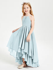 Chiffon Junior Bridesmaid Dresses Asymmetrical Cascading Skirt Mist
