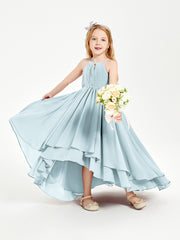 Chiffon Junior Bridesmaid Dresses Asymmetrical Cascading Skirt Mist