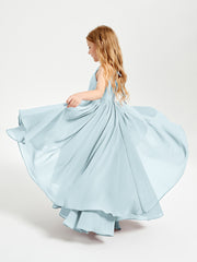 Chiffon Junior Bridesmaid Dresses Asymmetrical Cascading Skirt Mist