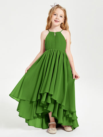 Flowy Chiffon A-Line Long Junior Bridesmaid Dresses Rust main image 1