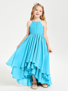 Chiffon Junior Bridesmaid Dresses Asymmetrical Cascading Skirt Pool