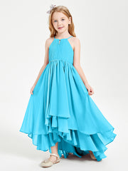 Chiffon Junior Bridesmaid Dresses Asymmetrical Cascading Skirt Pool