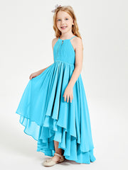 Chiffon Junior Bridesmaid Dresses Asymmetrical Cascading Skirt Pool