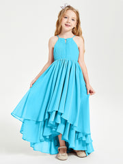 Chiffon Junior Bridesmaid Dresses Asymmetrical Cascading Skirt Pool