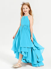 Chiffon Junior Bridesmaid Dresses Asymmetrical Cascading Skirt Pool