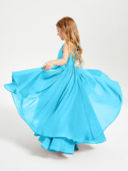Chiffon Junior Bridesmaid Dresses Asymmetrical Cascading Skirt Pool