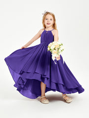 Chiffon Junior Bridesmaid Dresses Asymmetrical Cascading Skirt Regency