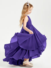 Chiffon Junior Bridesmaid Dresses Asymmetrical Cascading Skirt Regency