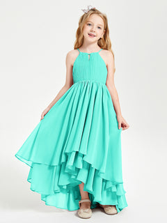 Chiffon Junior Bridesmaid Dresses Asymmetrical Cascading Skirt Spa