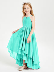 Chiffon Junior Bridesmaid Dresses Asymmetrical Cascading Skirt Spa
