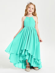 Chiffon Junior Bridesmaid Dresses Asymmetrical Cascading Skirt Spa