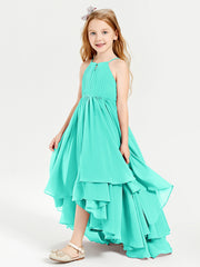 Chiffon Junior Bridesmaid Dresses Asymmetrical Cascading Skirt Spa