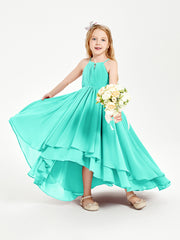 Chiffon Junior Bridesmaid Dresses Asymmetrical Cascading Skirt Spa