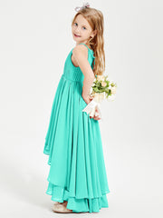 Chiffon Junior Bridesmaid Dresses Asymmetrical Cascading Skirt Spa