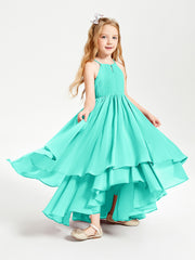 Chiffon Junior Bridesmaid Dresses Asymmetrical Cascading Skirt Spa