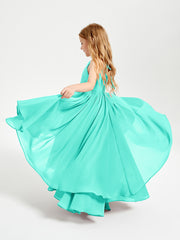Chiffon Junior Bridesmaid Dresses Asymmetrical Cascading Skirt Spa
