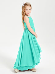 Chiffon Junior Bridesmaid Dresses Asymmetrical Cascading Skirt Spa