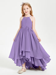 Chiffon Junior Bridesmaid Dresses Asymmetrical Cascading Skirt Tahiti
