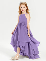 Chiffon Junior Bridesmaid Dresses Asymmetrical Cascading Skirt Tahiti